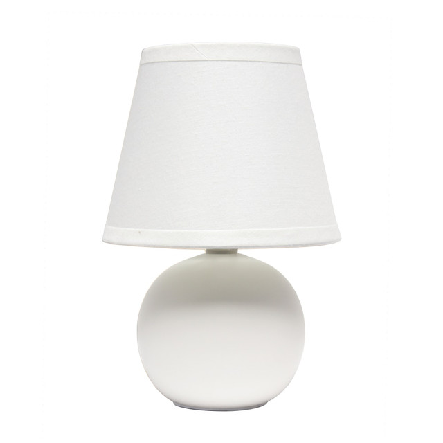 ALL THE RAGES INC CWT-2004-OF Creekwood Home Nauru Petite Ceramic Orb Table Lamp, 8 -11/16inH, Off White Shade/Off White Base