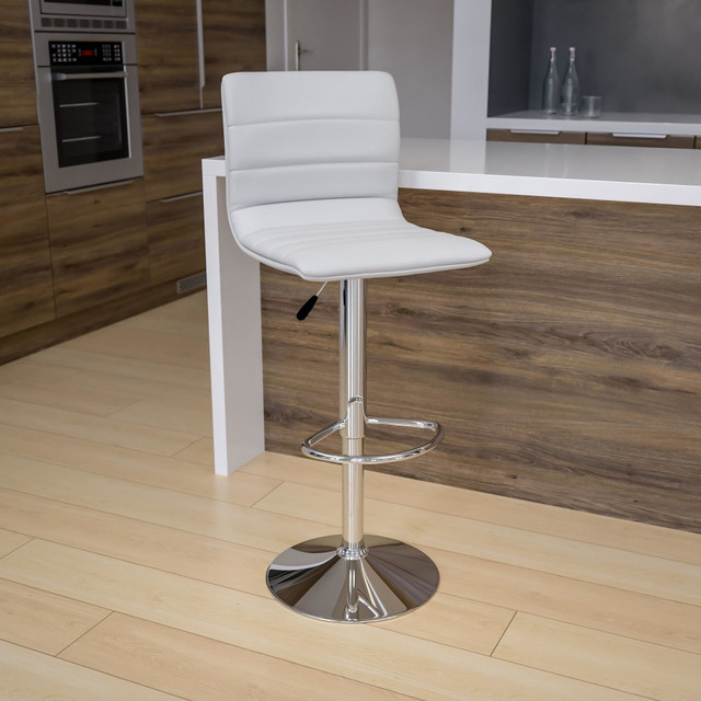 FLASH FURNITURE CH920231WH Contemporary Adjustable Bar Stool, White/Chrome FLASH FURNITURE CH920231WH Contemporary Adjustable Bar Stool, White/Chrome
