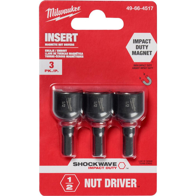 Milwaukee Tool 49-66-4517 Power & Impact Screwdriver Bit Sets; Bit Type: Impact Nut Driver ; Point Type: Hex ; Drive Size: 1/2 ; Overall Length (Inch): 1-9/16 ; Hex Size Range (Inch): 1/4 ; Blade Width: 1/4