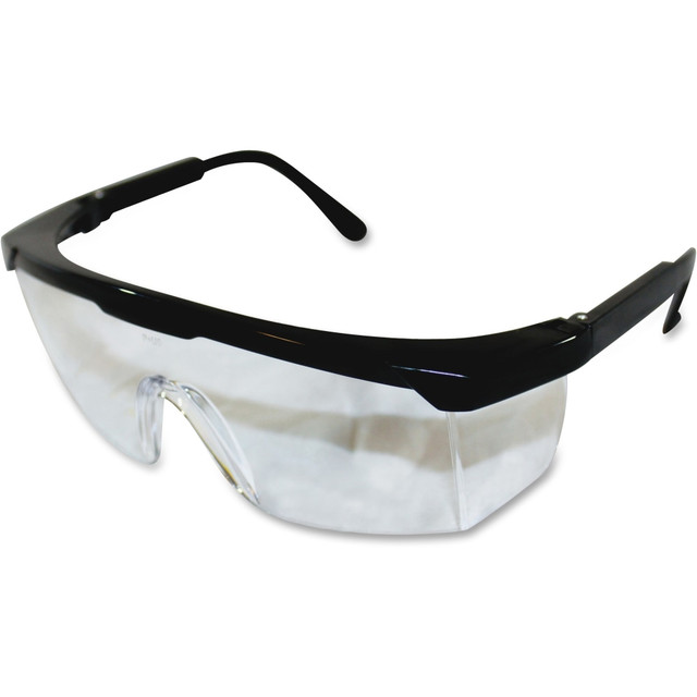 LAYFLAT & IMPACT PRODUCTS 7334B ProGuard Classic 801 Single Lens Safety Eyewear - Adjustable, Adjustable Nose-piece, Adjustable Temple, Scratch Resistant, High Visibility, Comfortable - Ultraviolet Protection - Polycarbonate Lens - Black, Clear - 12 