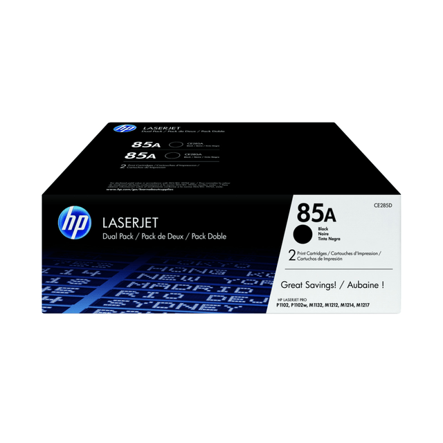 HP INC. CE285D HP 85A Black Toner Cartridges, Pack Of 2, CE285D