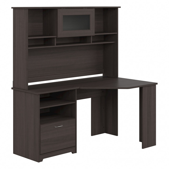 BUSH INDUSTRIES INC. CAB008HRG Bush Furniture Cabot 60inW Corner Desk With Hutch, Heather Gray, Standard Delivery