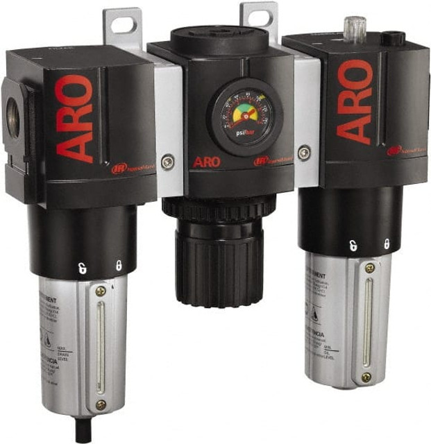 ARO/Ingersoll-Rand C38451-810 FRL Combination Unit: 3/4 NPT, Heavy-Duty, 3 Pc Filter-Regulator-Lubricator with Pressure Gauge