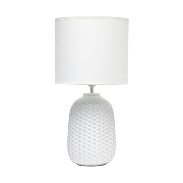 ALL THE RAGES INC LT1135-OFF Simple Designs Purled Texture Table Lamp, 20-7/16inH, White/Off White