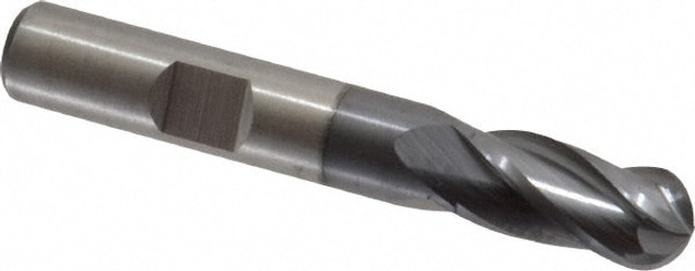 Cleveland C33315 Ball End Mill: 0.375" Dia, 0.75" LOC, 4 Flute, High Speed Steel