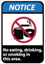 AccuformNMC Sign: Rectangle, "Notice - No Eating, Drinking or Smoking in This Area" NGA5PB