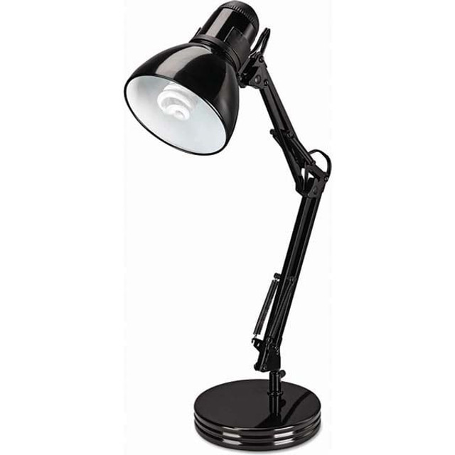 ALERA ALELMP603B Task Light: Compact Fluorescent & LED, 10.24" Reach, Two-Point Arm, Desk, Black