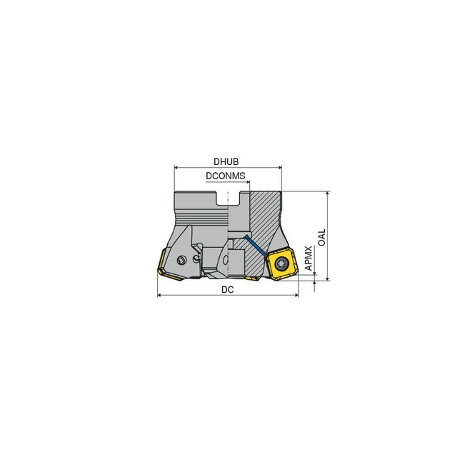 Ceratizit 5078806306 Indexable High-Feed Face Mill: 51 to 63 mm Cut Dia, 22 mm Arbor Hole