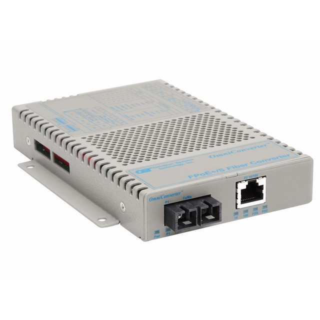 OMNITRON SYSTEMS TECHNOLOGY, INC. Omnitron 9322-0-19  OmniConverter 10/100 PoE+ Ethernet Fiber Media Converter Switch RJ45 SC Multimode 5km - 1 x 10/100BASE-TX; 1 x 100BASE-FX; DC Powered; Lifetime Warranty