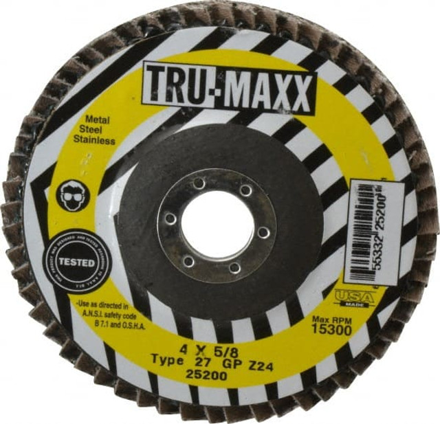 Tru-Maxx 25200 Flap Disc: 5/8" Hole, 24 Grit, Zirconia Alumina, Type 27