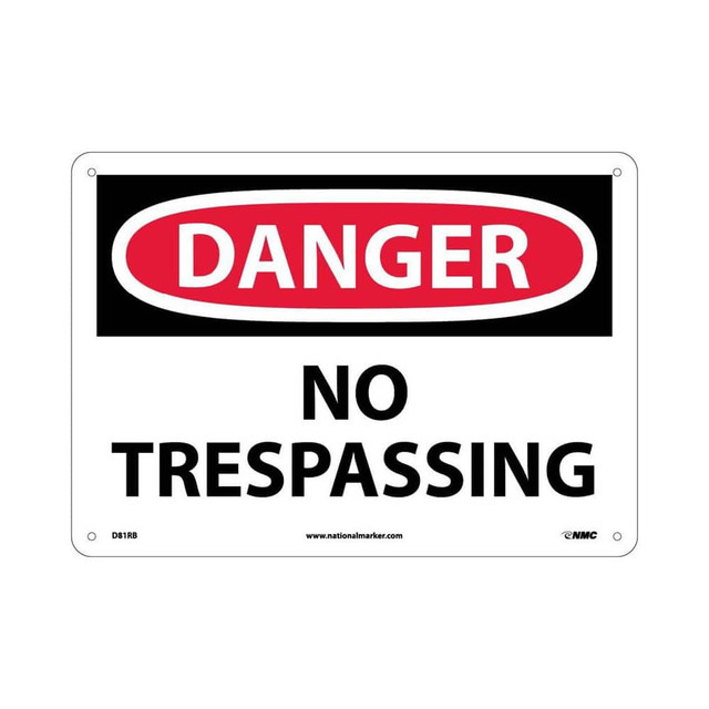 AccuformNMC Security & Admittance Sign: Rectangle, "Danger, NO TRESPASSING" D81RB