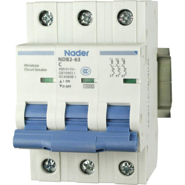 Automation Systems Interconnect NDB2-63C32-3 Circuit Breakers; Circuit Breaker Type: Miniature Circuit Breaker ; Tripping Mechanism: Thermal-Magnetic ; Terminal Connection Type: Screw ; Reset Actuator Type: Toggle Switch