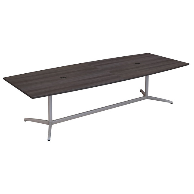 BUSH INDUSTRIES INC. 99TBM120SGSVK Bush Business Furniture 120inW x 48inD Boat Shaped Conference Table with Metal Base, Storm Gray, Standard Delivery