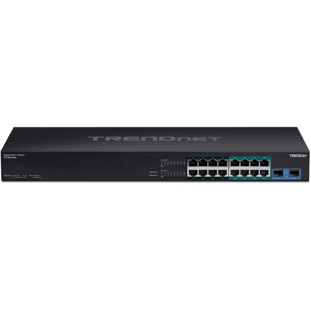 TRENDNET INC. TRENDnet TPE-BG182G  TPE-BG182g, 18-Port Gigabit 470W PoE++ Switch with 8 x 95W PoE++ Ports, 8 x 30W PoE+ Ports, 2 Gigabit SFP Slots,470W PoE Budget, 1U 19in Rack Mountable - 18 Ports - 2 Layer Supported - Modular - 440 W PoE Budge