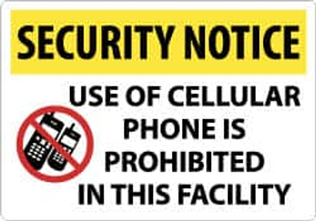 AccuformNMC SN19AC Security & Admittance Sign: Rectangle, "Notice, USE OF CELLULAR PHONE IS PROHIBITED IN THIS FACILITY"