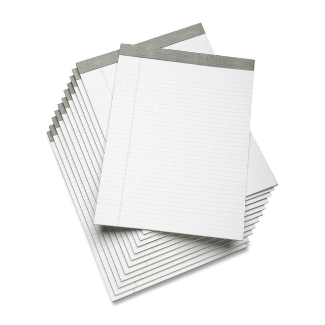 Quality writing pads have a linen top binding  Perforated for easy sheet removal and a smooth edge.  Durable chipboard backing provides a firm writing surface.  Each pad contains 50 sheets of wide ruled paper.  Contains Recycled Content - See Specs for Details.