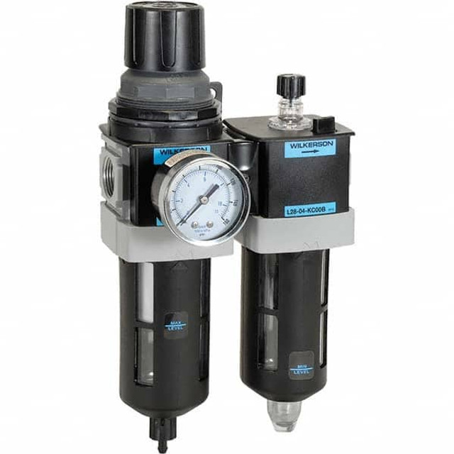 Wilkerson D28-06-FKG0B FRL Combination Unit: 3/4 NPT, Standard, 2 Pc Filter/Regulator-Lubricator with Pressure Gauge