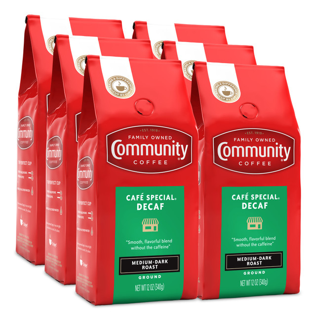 COMMUNITY COFFEE COMPANY LLC 3570001898 Community Coffee Arabica Ground Coffee, Cafe Special Decaf, 12 Oz Per Bag, Carton Of 6 Bags COMMUNITY COFFEE COMPANY LLC 3570001898 Community Coffee Arabica Ground Coffee, Cafe Special Decaf, 12 Oz Per Bag, Carton Of 6 Bags