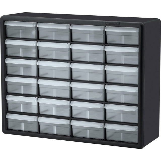 AKRO-MILS INC. 10124 Akro-Mils Plastic 24-Drawer Storage Cabinet, 15 12/16in x 20in x 6 6/16in, Black/Clear