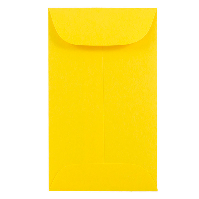 JAM PAPER AND ENVELOPE 356730537I JAM Paper Coin Envelopes, #3, Gummed Seal, Yellow, Pack Of 50 Envelopes