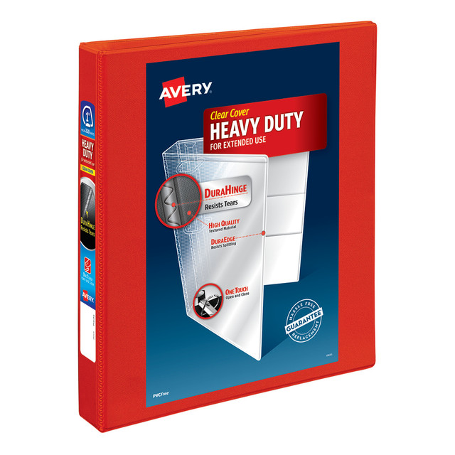 AVERY PRODUCTS CORPORATION Avery 79170  Heavy-Duty View 3-Ring Binder With Locking One-Touch EZD Rings, 1in D-Rings, Red