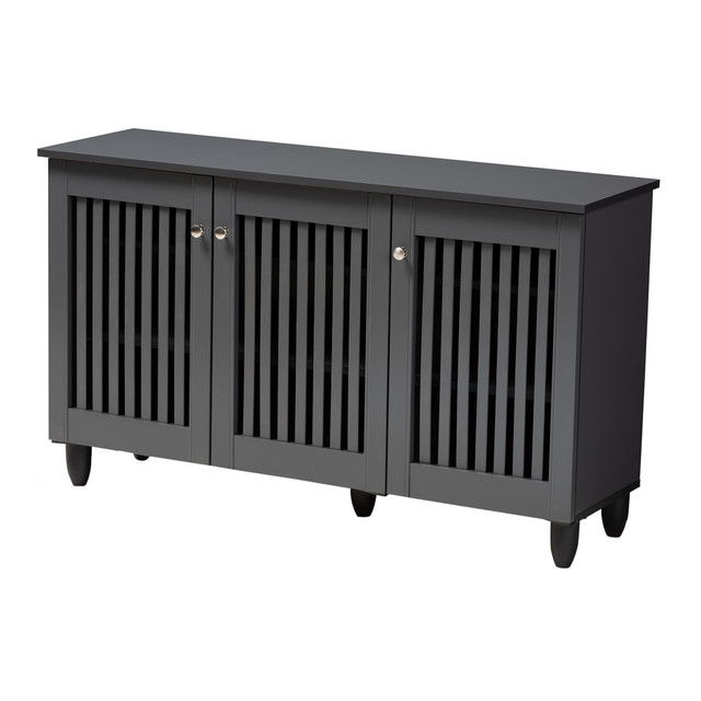 WHOLESALE INTERIORS, INC. 2721-9166 Baxton Studio Fernanda 3-Door Entryway Shoe Storage Cabinet, Dark Gray
