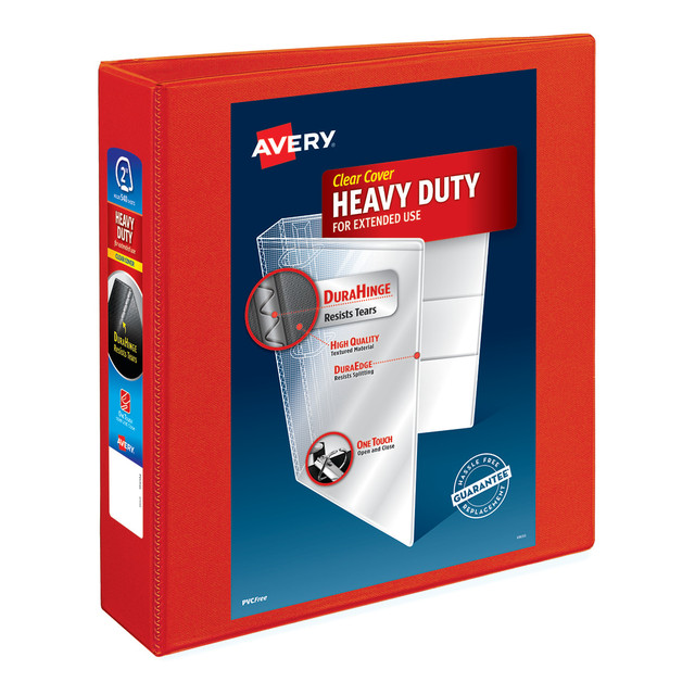 AVERY PRODUCTS CORPORATION 79225 Avery Heavy-Duty View 3-Ring Binder With Locking One-Touch EZD Rings, 2in D-Rings, Red AVERY PRODUCTS CORPORATION 79225 Avery Heavy-Duty View 3-Ring Binder With Locking One-Touch EZD Rings, 2in D-Rings, Red