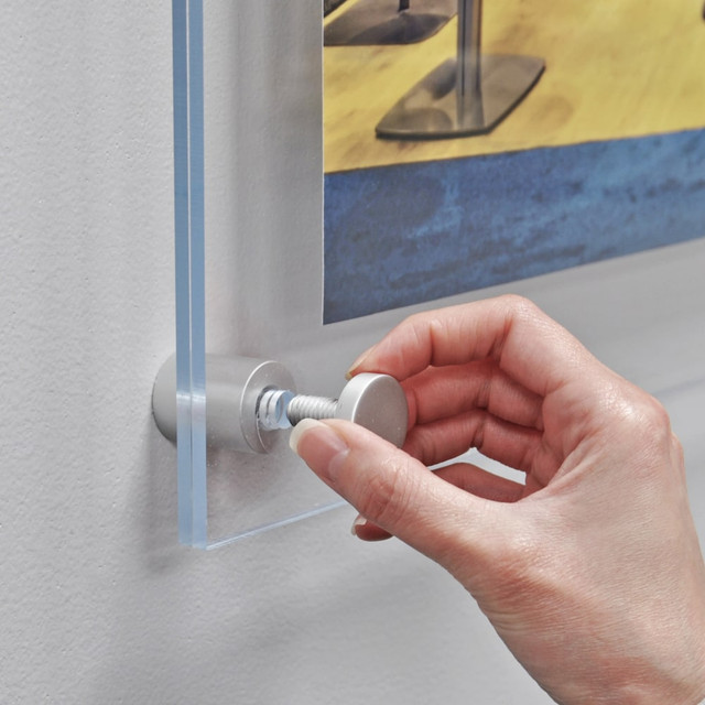 AZAR DISPLAYS 105514  Graphic Size Acrylic Vertical/Horizontal Standoff Sign Holder, 8 1/2in x 11in, Clear