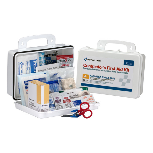 FIRST AID ONLY, INC. 90753 First Aid Only 25-Person Contractor First Aid Kit, White, 128 Pieces FIRST AID ONLY, INC. 90753 First Aid Only 25-Person Contractor First Aid Kit, White, 128 Pieces
