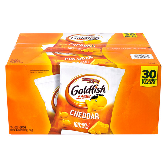 PEPPERIDGE FARM, INC. 36787 Pepperidge Farms Goldfish Baked Snack Cracker Packs, 1.5 Oz, Box Of 30 PEPPERIDGE FARM, INC. 36787 Pepperidge Farms Goldfish Baked Snack Cracker Packs, 1.5 Oz, Box Of 30