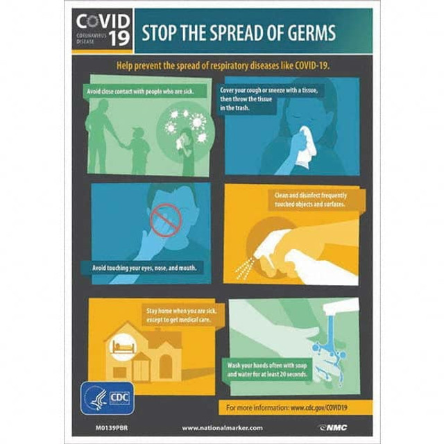AccuformNMC M0139PBR Warning & Safety Reminder Sign: Rectangle, "STOP THE SPREAD OF GERMS"