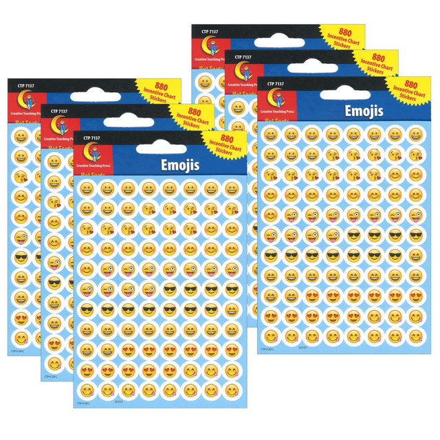 EDUCATORS RESOURCE CTP7137-6 Creative Teaching Press Emojis Hot Spot Stickers, 880 Stickers Per Pack, Set Of 6 Packs