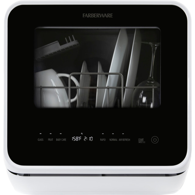 ENGLEWOOD MARKETING LLC FDW05ASBWHA Farberware Professional FDW05AS Counter-Top Dishwasher, White/Matte Black