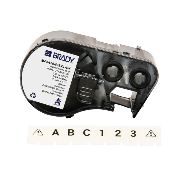 Brady 170814 Labels, Ribbons & Tapes; Application: Label Printer Cartridge ; Type: Label Printer Cartridge ; Color Family: Clear ; Color: Black on Clear ; For Use With: BMP41; BMP51; BMP53; M511 ; Material: Vinyl