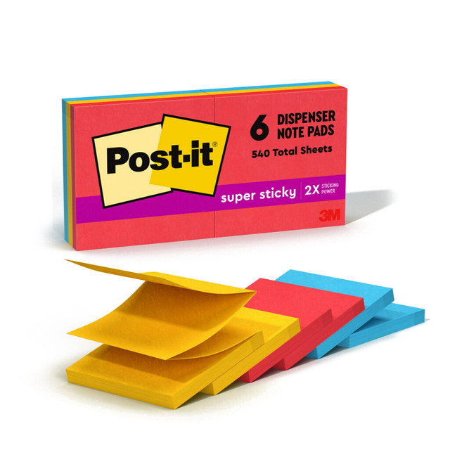 3M CO R330-6SSAN Post-it Super Sticky Pop Up Notes, 3 in x 3 in, 6 Pads, 90 Sheets/Pad, 2x the Sticking Power, Playful Primaries Collection 3M CO R330-6SSAN Post-it Super Sticky Pop Up Notes, 3 in x 3 in, 6 Pads, 90 Sheets/Pad, 2x the Sticking Power, Playful Primaries Collection