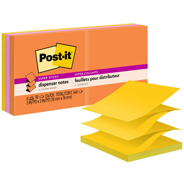 3M CO R330-6SSUC Post-it Super Sticky Notes, 3 in x 3 in, 6 Pads, 90 Sheets/Pad, 2x the Sticking Power, Energy Boost Collection 3M CO R330-6SSUC Post-it Super Sticky Notes, 3 in x 3 in, 6 Pads, 90 Sheets/Pad, 2x the Sticking Power, Energy Boost Collection