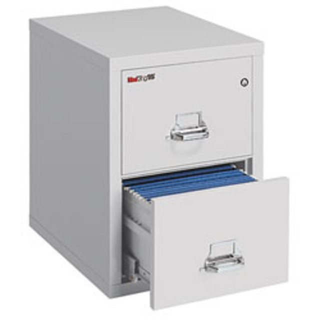 FIRE KING INTERNATIONAL, INC. FireKing 2-2125-CPLWG  25inD Vertical 2-Drawer Legal-Size Fireproof File Cabinet, Metal, Platinum, White Glove Delivery