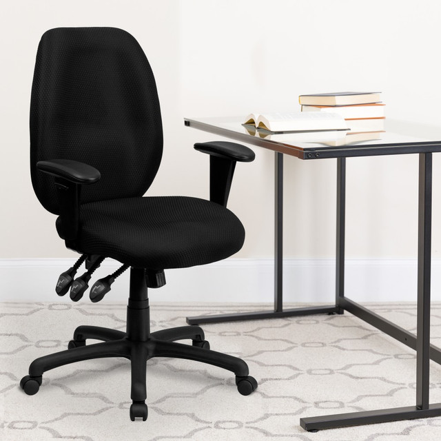 FLASH FURNITURE BT-6191H-BK-GG Ergonomic Fabric High-Back Multifunctional Swivel Chair, Black FLASH FURNITURE BT-6191H-BK-GG Ergonomic Fabric High-Back Multifunctional Swivel Chair, Black