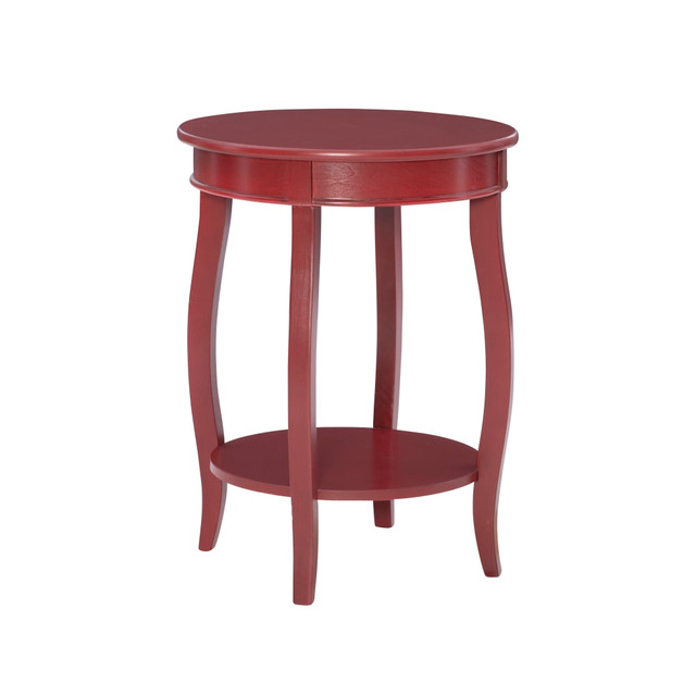 L. POWELL ACQUISITION CORP. ODP2357 Powell Nora Round Side Table With Shelf, 24inH x 18inDia., Red