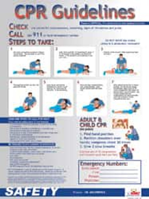 AccuformNMC 18" Wide x 24" High Laminated Paper CPR Information Poster PST004 AccuformNMC 18" Wide x 24" High Laminated Paper CPR Information Poster PST004