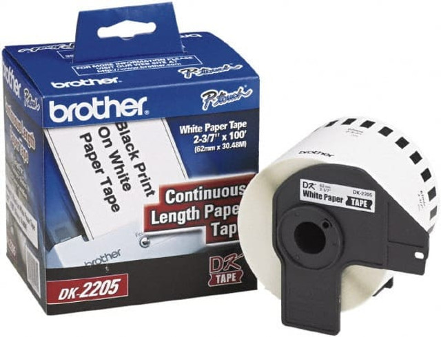 Brother DK2205 Label Tape: 100', Paper, White