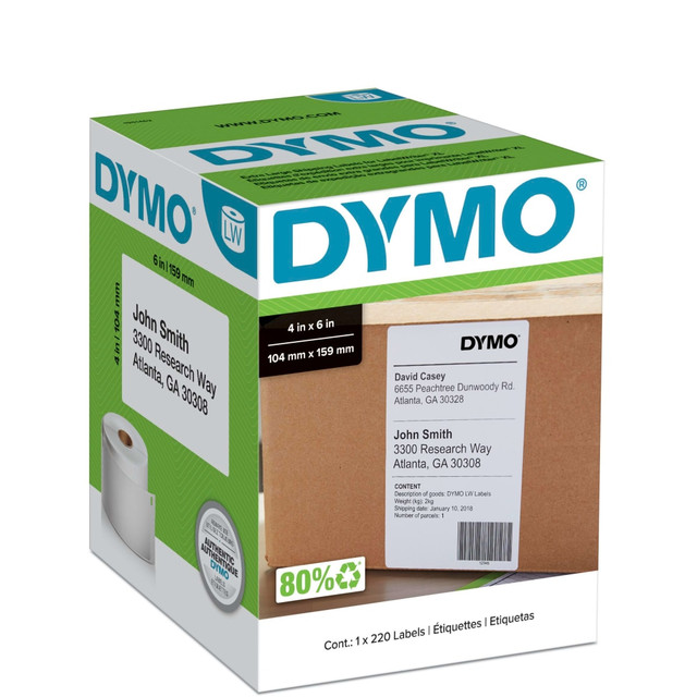 NEWELL BRANDS INC. 1744907 DYMO LabelWriter Shipping Labels For 4XL and 5XL Model, 1951462, White, 4in x 6in, Roll Of 220 NEWELL BRANDS INC. 1744907 DYMO LabelWriter Shipping Labels For 4XL and 5XL Model, 1951462, White, 4in x 6in, Roll Of 220