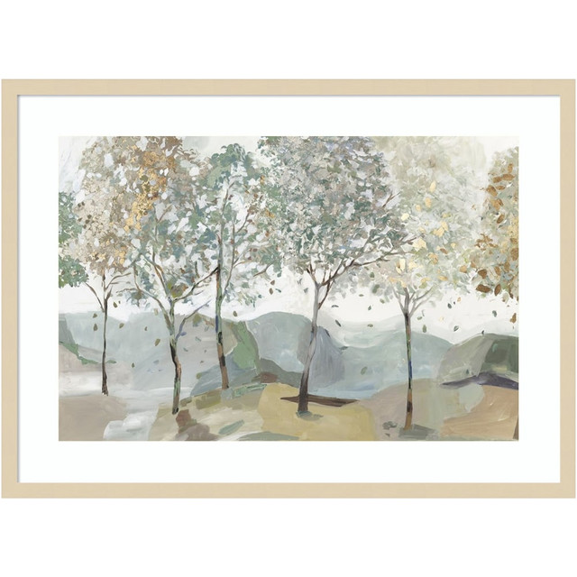 UNIEK INC. Amanti Art A42705520938  Breezy Landscape Trees I by Allison Pearce Wood Framed Wall Art Print, 24inH x 33inW, Natural