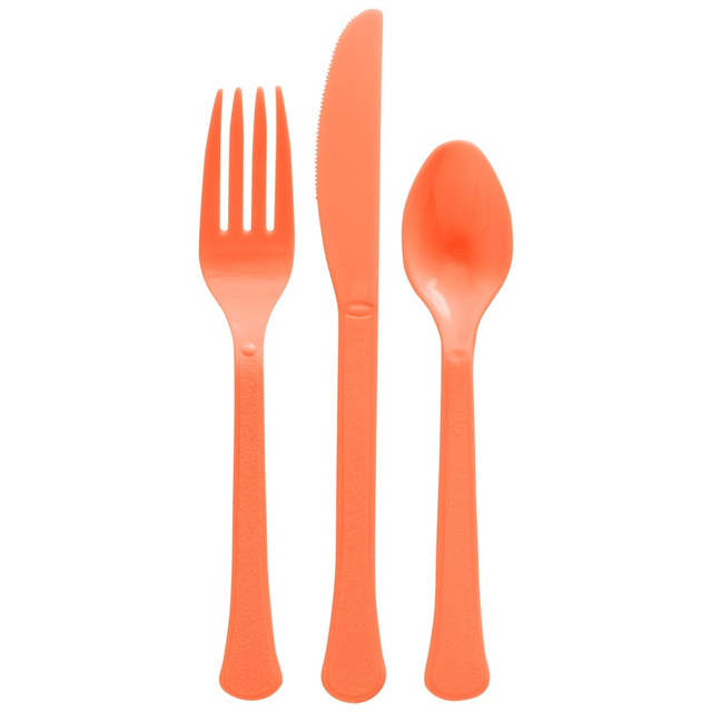 AMSCAN 8020.05  Boxed Heavyweight Cutlery Assortment, Orange Peel, 200 Utensils Per Pack, Case Of 2 Packs