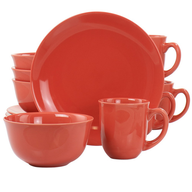 GIBSON OVERSEAS INC. 995116143M Gibson Home Mercer 12-Piece Dinnerware Set, Red