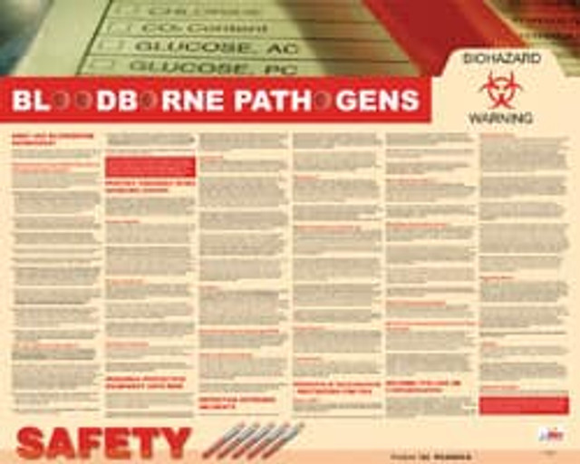 AccuformNMC 10 Qty 1 Pack 30" Wide x 24" High Laminated Paper Bloodborne Pathogens Information Poster PST005 AccuformNMC 10 Qty 1 Pack 30" Wide x 24" High Laminated Paper Bloodborne Pathogens Information Poster PST005