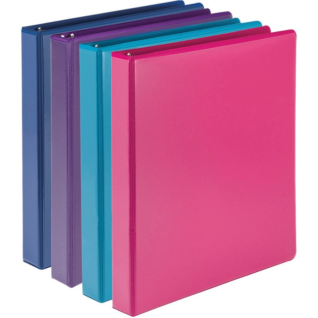 Samsill Corporation Samsill MP46439 Samsill Durable 1 Inch Binder, Made in the USA, D Ring Customizable Clear View Cover, Fashion Assortment, 4 Pack, Each holds 225 Pages (MP46439)