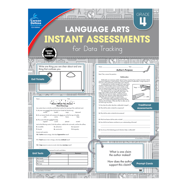 CARSON-DELLOSA PUBLISHING LLC Carson-Dellosa 104944  Instant Assessments For Data Tracking Language Arts Resource Book, Grade 4