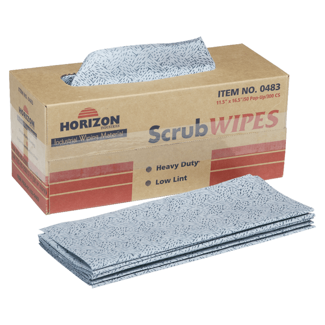 NATIONAL INDUSTRIES FOR THE BLIND 2330483 SKILCRAFT ScrubWipes Heavy Duty 1-Ply Paper Towel Wipers, Blue, Pack Of 300 Sheets (AbilityOne 7920-01-233-0483)