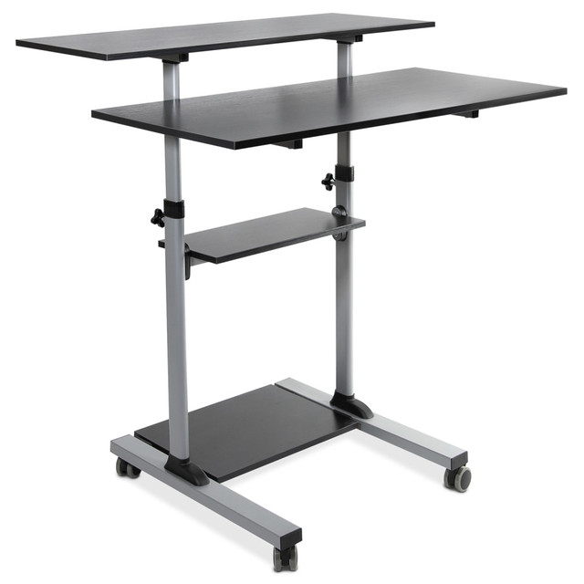 TRANSFORM PARTNERS LLC MI-7970 Mount-It! MI-7970 Height-Adjustable Mobile Standing Desk Workstation, 55inH x 39-1/2inW x 26inD, Silver TRANSFORM PARTNERS LLC MI-7970 Mount-It! MI-7970 Height-Adjustable Mobile Standing Desk Workstation, 55inH x 39-1/2inW x 26inD, Silver